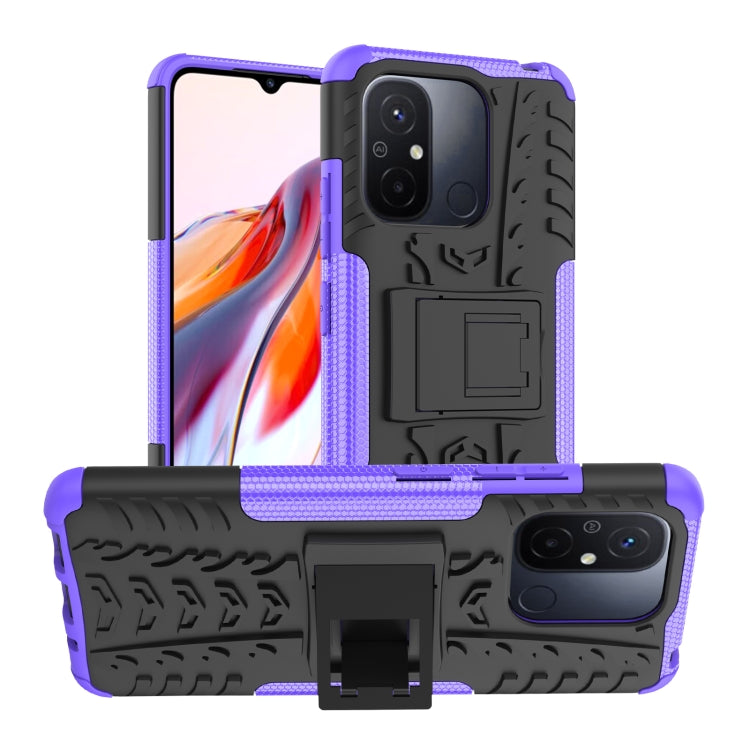 For Xiaomi Redmi 12C Tire Texture TPU + PC Phone Case with Holder(Purple) - free shipping - PMC TechLife - Order now!