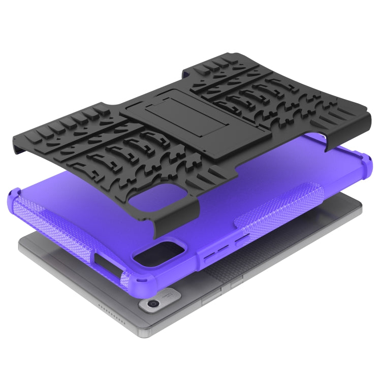 For Lenovo Tab M9 Tire Texture TPU + PC Tablet Case with Holder(Purple) - free shipping - PMC TechLife - Order now!