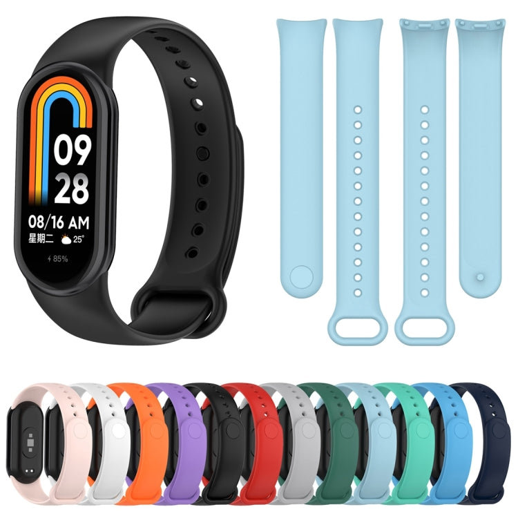 For Xiaomi Mi Band 8 Solid Color Silicone Plug Replacement Watch Band(Blue) - Smart Wear by PMC TechLife | Online Shopping South Africa | PMC TechLife