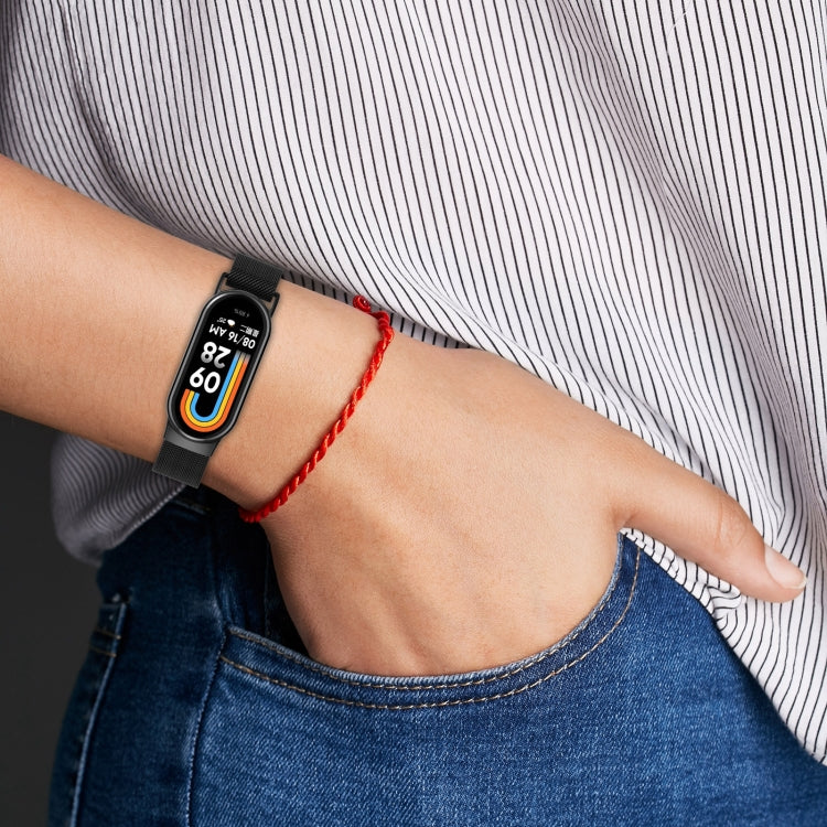For Xiaomi Mi Band 8 Milanese Metal Watch Band(Black) - Smart Wear by PMC TechLife | Online Shopping South Africa | PMC TechLife