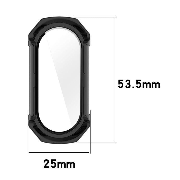 For Xiaomi Mi Band 8 PC + Tempered Glass Integrated Protective Watch Case(Transparent White) - Smart Wear by PMC TechLife | Online Shopping South Africa | PMC TechLife