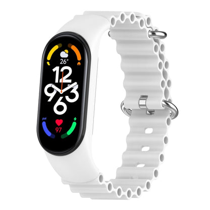 For Xiaomi Mi Band 7 / 6 / 5 / 4 / 3 Solid Color Marine Silicone Breathable Watch Band(White) - Smart Wear by PMC Jewellery | Online Shopping South Africa | PMC Jewellery