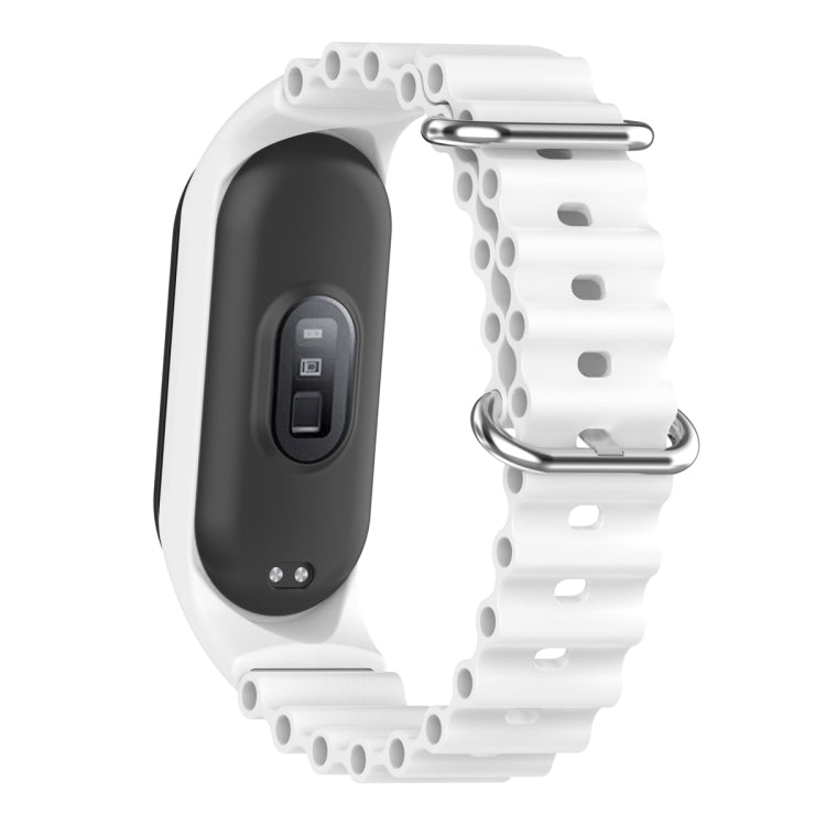 For Xiaomi Mi Band 7 / 6 / 5 / 4 / 3 Solid Color Marine Silicone Breathable Watch Band(White) - Smart Wear by PMC Jewellery | Online Shopping South Africa | PMC Jewellery