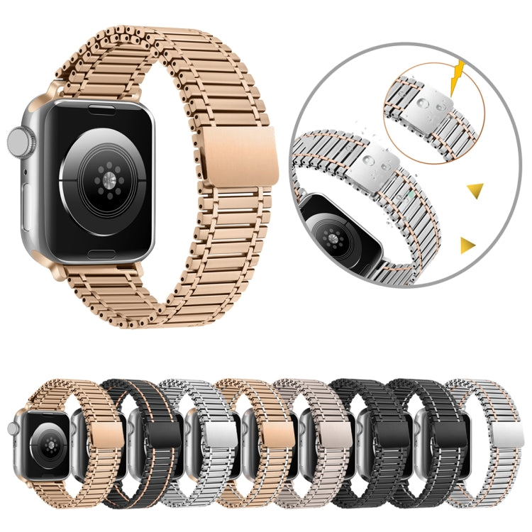 Chain Magnetic Stainless Steel Watch Band For Apple Watch Ultra 49mm / Series 8&7 45mm / SE 2&6&SE&5&4 44mm / 3&2&1 42mm(Silver+Rose Gold) - Smart Wear by PMC Jewellery | Online Shopping South Africa | PMC Jewellery