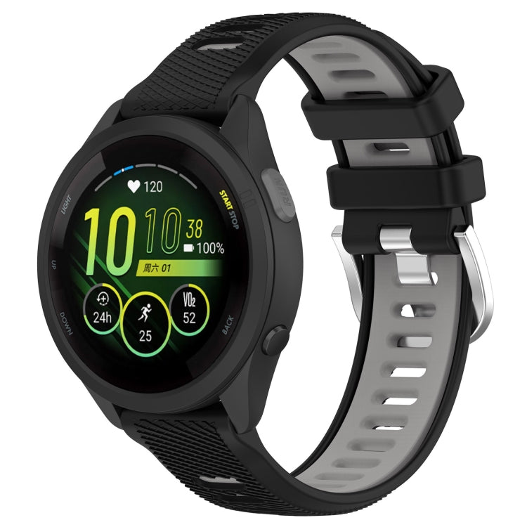 For Garmin Forerunner 265S 18mm Sports Two-Color Steel Buckle Silicone Watch Band(Black+Grey) - Smart Wear by PMC Jewellery | Online Shopping South Africa | PMC Jewellery