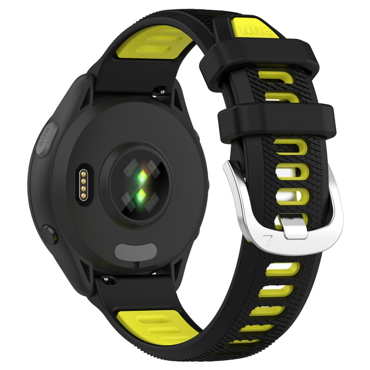 For Garmin Forerunner 265S 18mm Sports Two-Color Steel Buckle Silicone Watch Band(Black+Lime Green) - Smart Wear by PMC Jewellery | Online Shopping South Africa | PMC Jewellery