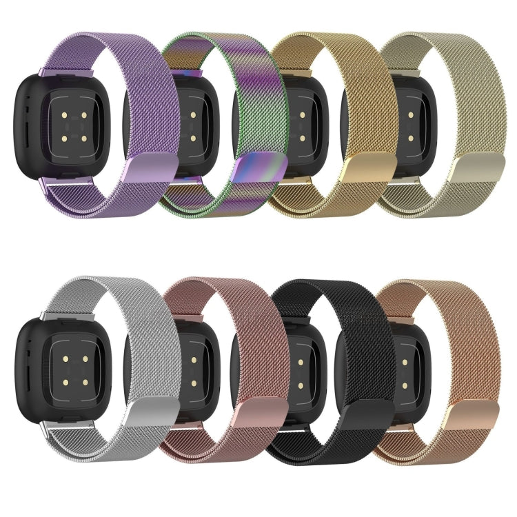 For Fitbit Versa 4 Milanese Magnetic Metal Weave Watchband, Small Size(Silver) - Watch Bands by PMC TechLife | Online Shopping South Africa | PMC TechLife