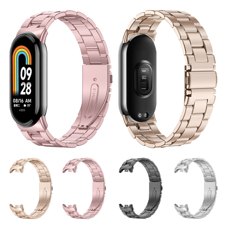 For Xiaomi Mi Band 8 Milanese Three-bead Metal Watch Band(Black) -  by PMC TechLife | Online Shopping South Africa | PMC TechLife