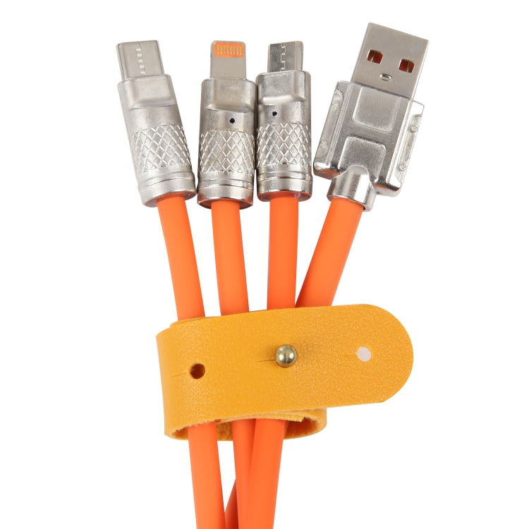 Mech Series 6A 120W 3 in 1 Metal Plug Silicone Fast Charging Data Cable, Length: 1.2m(Orange) - free shipping - PMC TechLife - Order now!