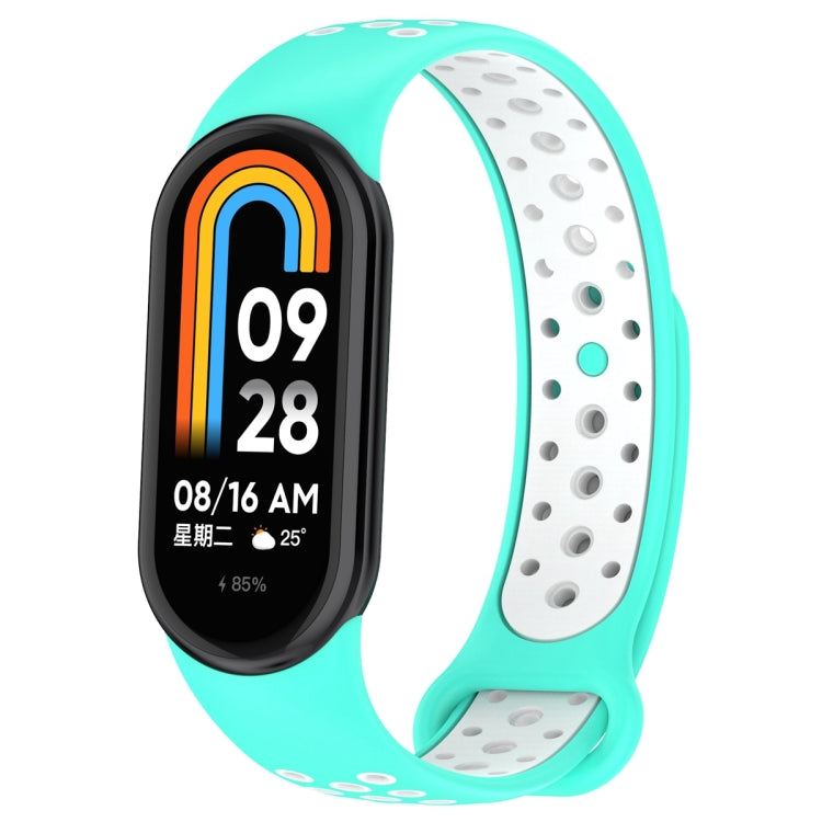 For Xiaomi Mi Band 8 Sports Two Color Silicone Watch Band(Cyan White) -  by PMC Jewellery | Online Shopping South Africa | PMC Jewellery