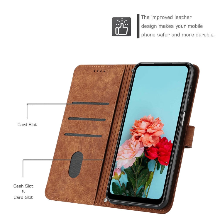 For Tecno Spark 10 Pro Skin Feel Stripe Pattern Leather Phone Case with Lanyard(Brown) - free shipping - PMC TechLife - Order now!
