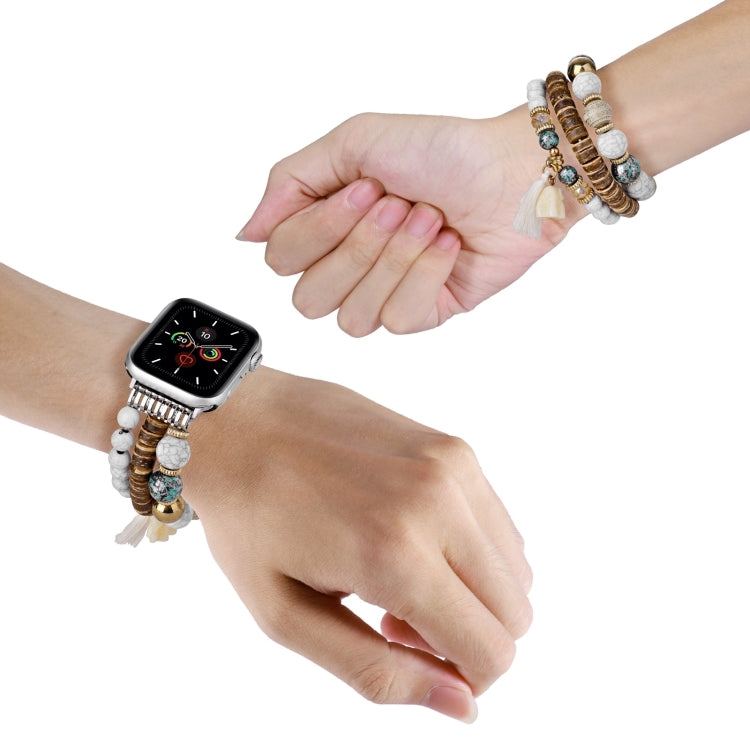 Beads Elephant Pendant Watch Band For Apple Watch SE 2023 44mm(White) - free shipping - PMC TechLife - Order now!
