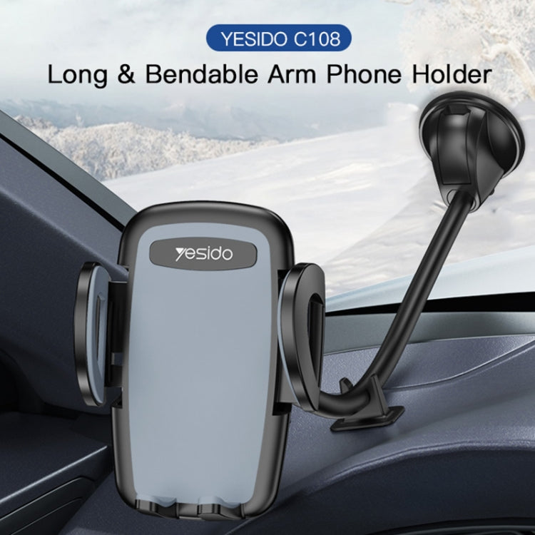 Yesido C108 360 Degree Rotation Car Windshield Suction Cup Phone Holder(Black) - Car Holders by Yesido | Online Shopping South Africa | PMC Jewellery