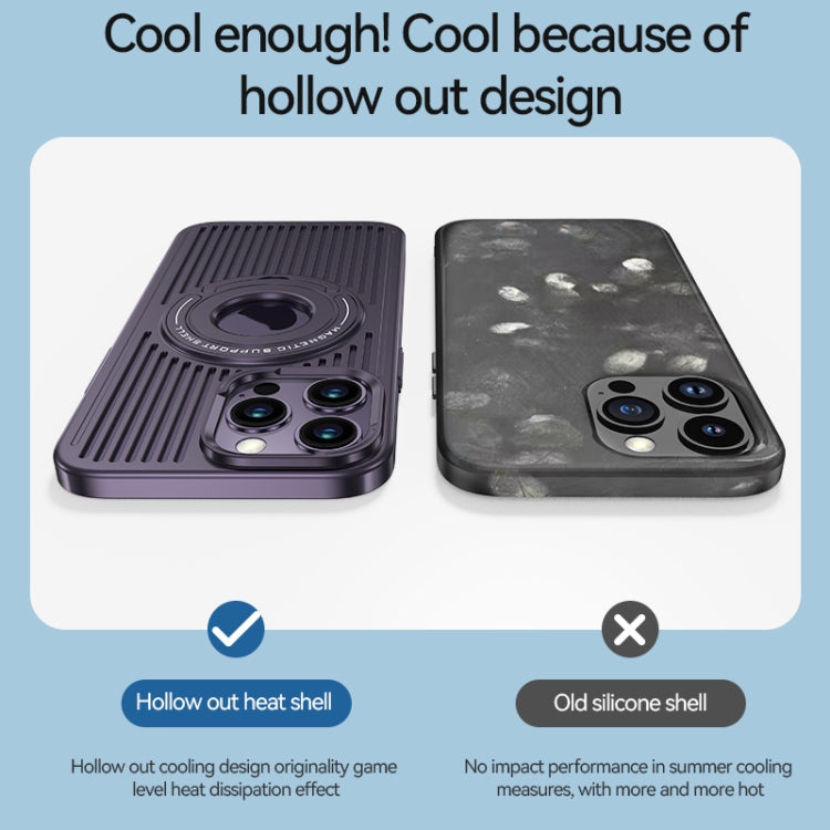 For iPhone 14 Cooling MagSafe Magnetic Ring Holder Phone Case(Purple) - iPhone 14 Cases by PMC Jewellery | Online Shopping South Africa | PMC Jewellery