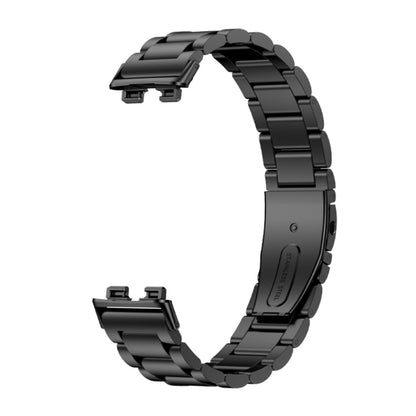 For Huawei Band 8 16mm Three Strains Metal Replacement Watch Band(Black) -  by PMC Jewellery | Online Shopping South Africa | PMC Jewellery