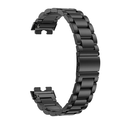 For Huawei Band 8 16mm Three Strains Metal Replacement Watch Band(Black) -  by PMC Jewellery | Online Shopping South Africa | PMC Jewellery