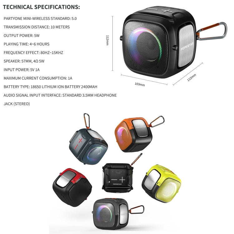 HOPESTAR Partyone mini Outdoor Wireless Bluetooth Speaker(Black) - Mini Speaker by HOPESTAR | Online Shopping South Africa | PMC Jewellery