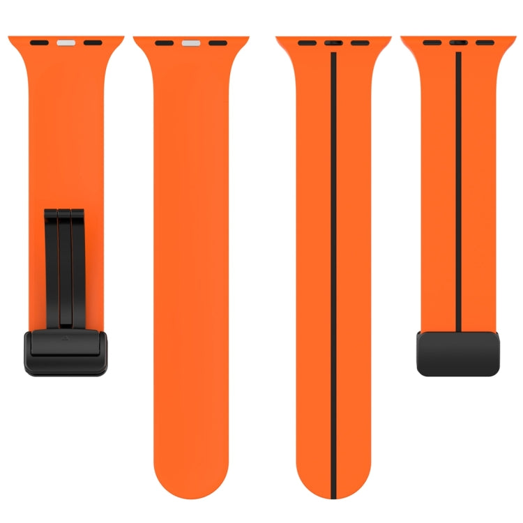 Two Color Folding Buckle Silicone Watch Band For Apple Watch 8 41mm(Orange+Black) - Watch Bands by PMC TechLife | Online Shopping South Africa | PMC TechLife