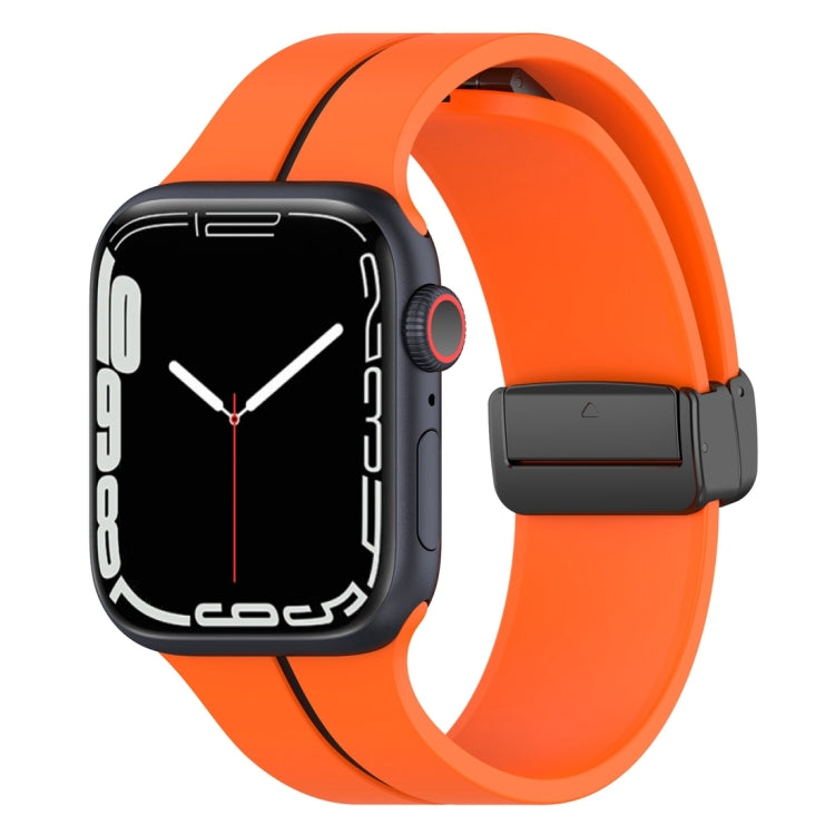 Two Color Folding Buckle Silicone Watch Band For Apple Watch 7 41mm(Orange+Black) - Watch Bands by PMC TechLife | Online Shopping South Africa | PMC TechLife