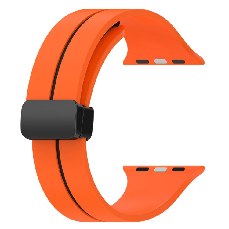 Two Color Folding Buckle Silicone Watch Band For Apple Watch 7 41mm(Orange+Black) - Watch Bands by PMC TechLife | Online Shopping South Africa | PMC TechLife