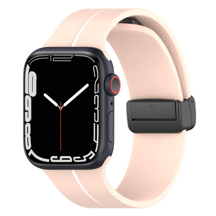 Two Color Folding Buckle Silicone Watch Band For Apple Watch 7 41mm(Pink+White) -  by PMC TechLife | Online Shopping South Africa | PMC TechLife