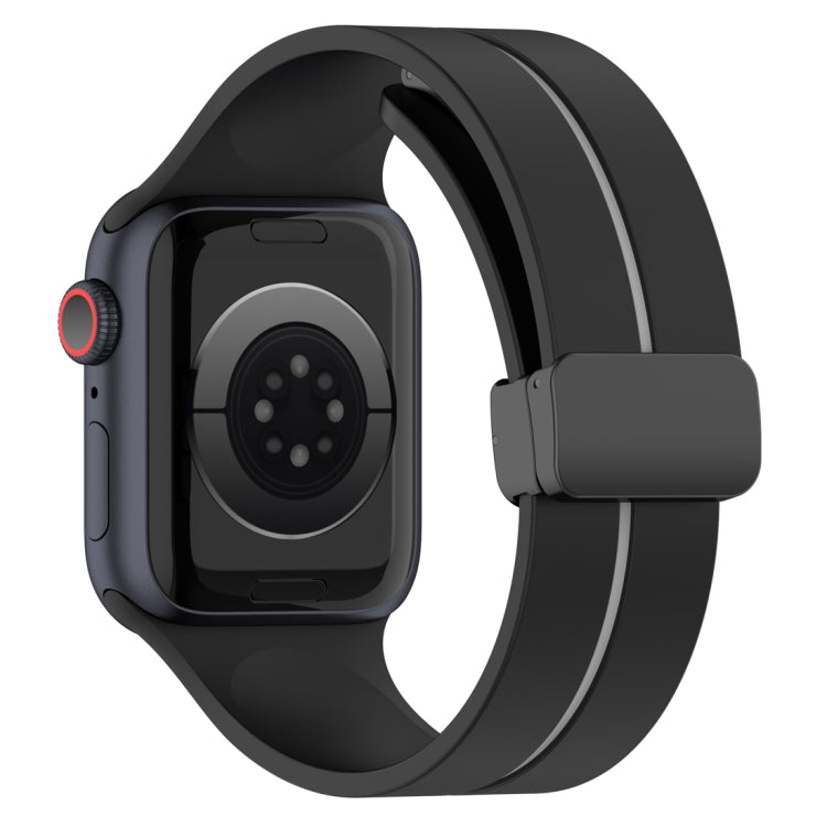 Two Color Folding Buckle Silicone Watch Band For Apple Watch 7 41mm(Black+Grey) -  by PMC TechLife | Online Shopping South Africa | PMC TechLife