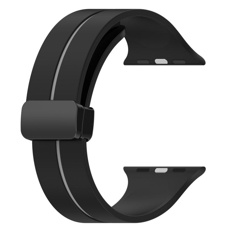 Two Color Folding Buckle Silicone Watch Band For Apple Watch 7 41mm(Black+Grey) -  by PMC TechLife | Online Shopping South Africa | PMC TechLife