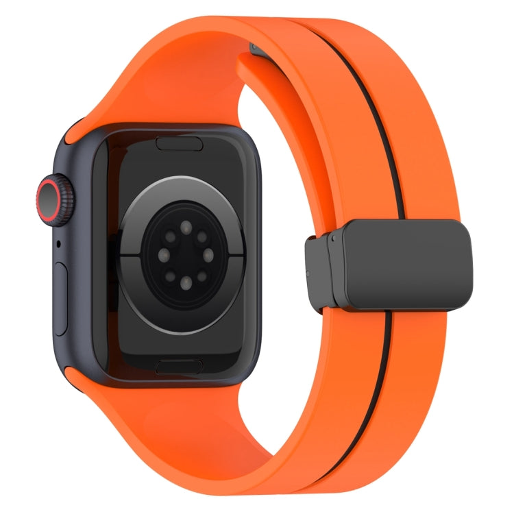 Two Color Folding Buckle Silicone Watch Band For Apple Watch 7 45mm(Orange+Black) -  by PMC TechLife | Online Shopping South Africa | PMC TechLife