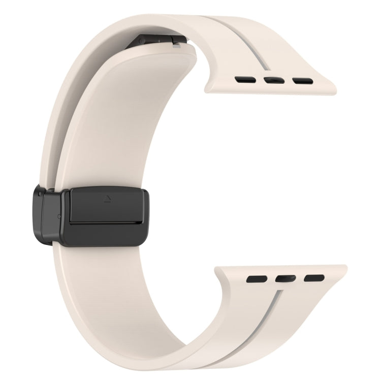 Two Color Folding Buckle Silicone Watch Band For Apple Watch 7 45mm(Starlight+Grey) -  by PMC TechLife | Online Shopping South Africa | PMC TechLife