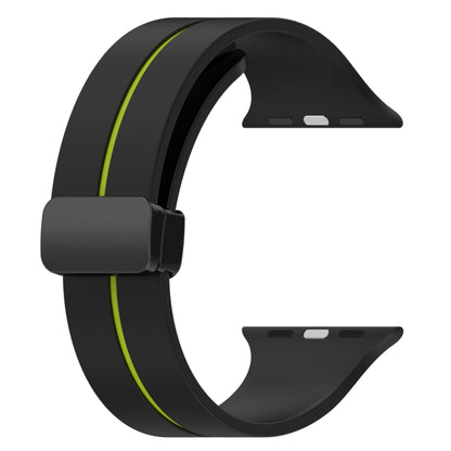 Two Color Folding Buckle Silicone Watch Band For Apple Watch SE 2022 40mm(Black+Lime) -  by PMC Jewellery | Online Shopping South Africa | PMC Jewellery