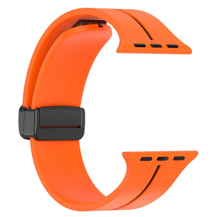 Two Color Folding Buckle Silicone Watch Band For Apple Watch SE 44mm(Orange+Black) -  by PMC Jewellery | Online Shopping South Africa | PMC Jewellery