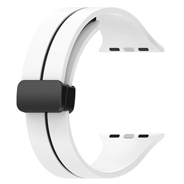 Two Color Folding Buckle Silicone Watch Band For Apple Watch 6 44mm(White+Black) -  by PMC TechLife | Online Shopping South Africa | PMC TechLife