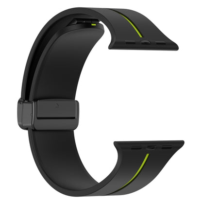 Two Color Folding Buckle Silicone Watch Band For Apple Watch 5 40mm(Black+Lime) - Watch Bands by PMC Jewellery | Online Shopping South Africa | PMC Jewellery