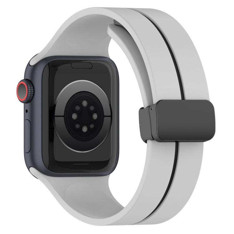 Two Color Folding Buckle Silicone Watch Band For Apple Watch 5 40mm(Light Grey+Black) -  by PMC TechLife | Online Shopping South Africa | PMC TechLife