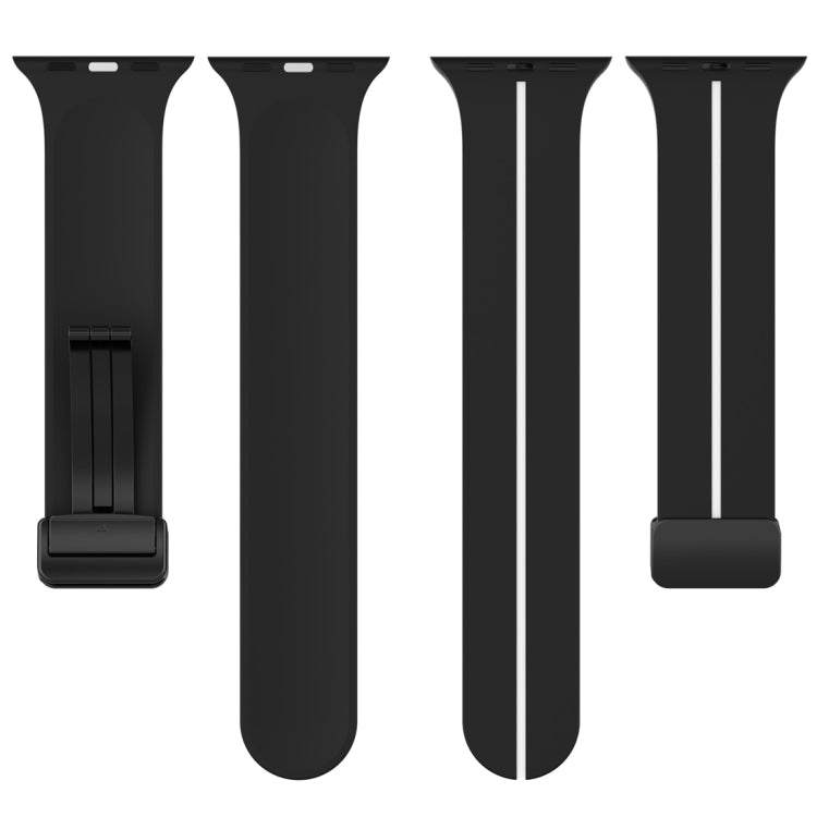Two Color Folding Buckle Silicone Watch Band For Apple Watch 5 44mm(Black+White) - Watch Bands by PMC TechLife | Online Shopping South Africa | PMC TechLife