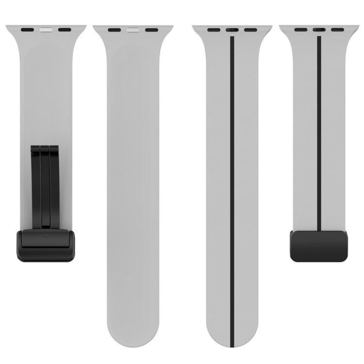 Two Color Folding Buckle Silicone Watch Band For Apple Watch 5 44mm(Light Grey+Black) -  by PMC TechLife | Online Shopping South Africa | PMC TechLife