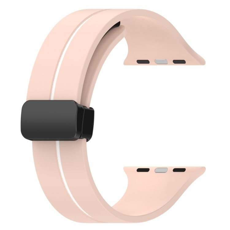 Two Color Folding Buckle Silicone Watch Band For Apple Watch 4 44mm(Pink+White) -  by PMC TechLife | Online Shopping South Africa | PMC TechLife