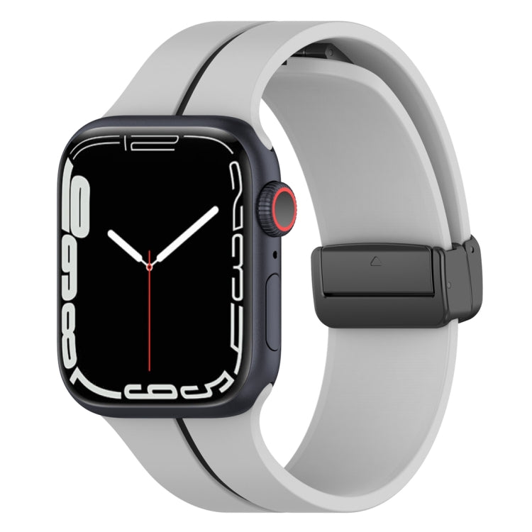 Two Color Folding Buckle Silicone Watch Band For Apple Watch 4 44mm(Light Grey+Black) -  by PMC TechLife | Online Shopping South Africa | PMC TechLife