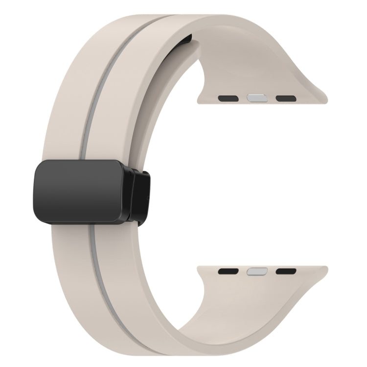 Two Color Folding Buckle Silicone Watch Band For Apple Watch 3 38mm(Starlight+Grey) -  by PMC TechLife | Online Shopping South Africa | PMC TechLife