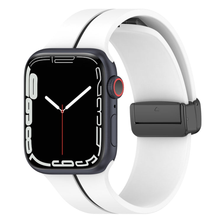 Two Color Folding Buckle Silicone Watch Band For Apple Watch 2 38mm(White+Black) -  by PMC TechLife | Online Shopping South Africa | PMC TechLife