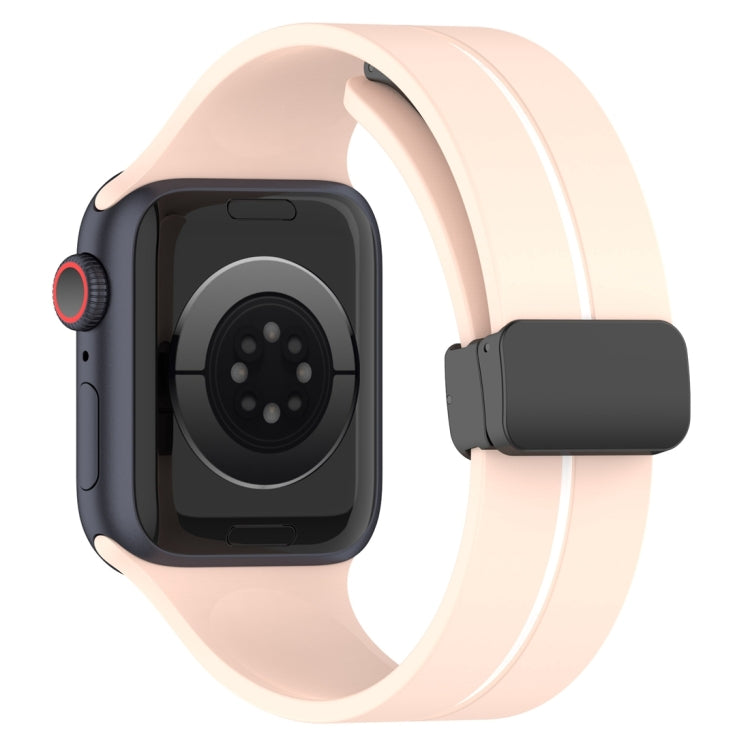 Two Color Folding Buckle Silicone Watch Band For Apple Watch 2 38mm(Pink+White) -  by PMC TechLife | Online Shopping South Africa | PMC TechLife