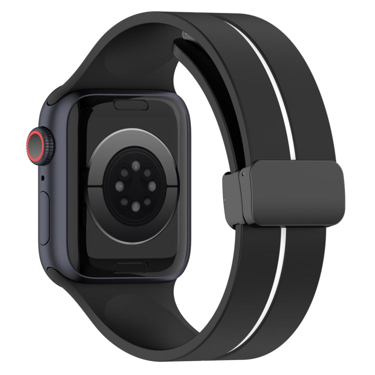 Two Color Folding Buckle Silicone Watch Band For Apple Watch 2 38mm(Black+White) -  by PMC TechLife | Online Shopping South Africa | PMC TechLife