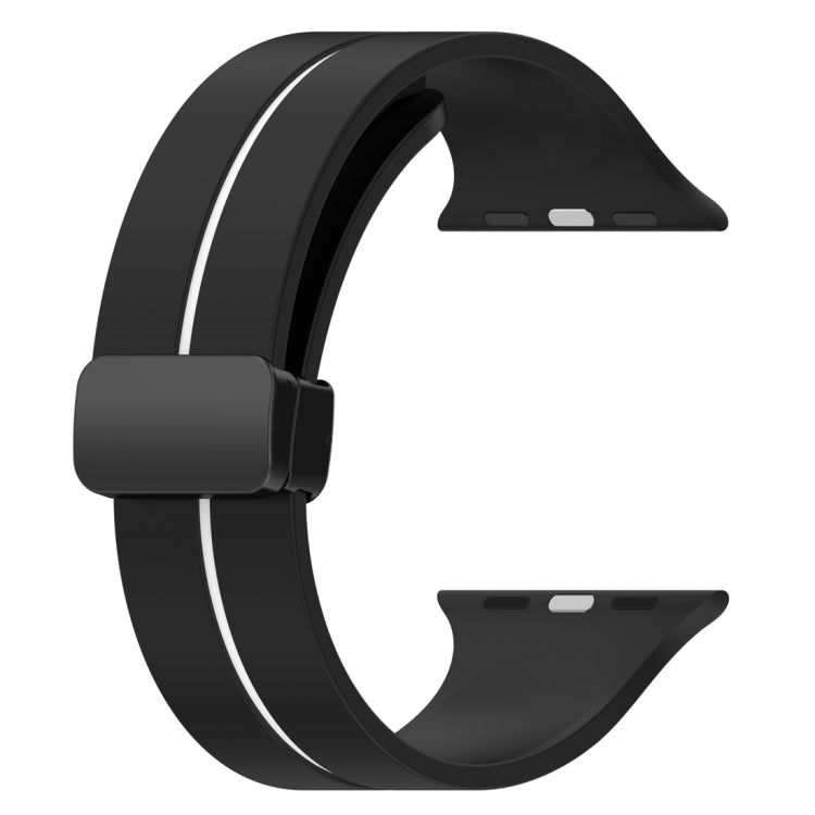 Two Color Folding Buckle Silicone Watch Band For Apple Watch 2 38mm(Black+White) -  by PMC TechLife | Online Shopping South Africa | PMC TechLife