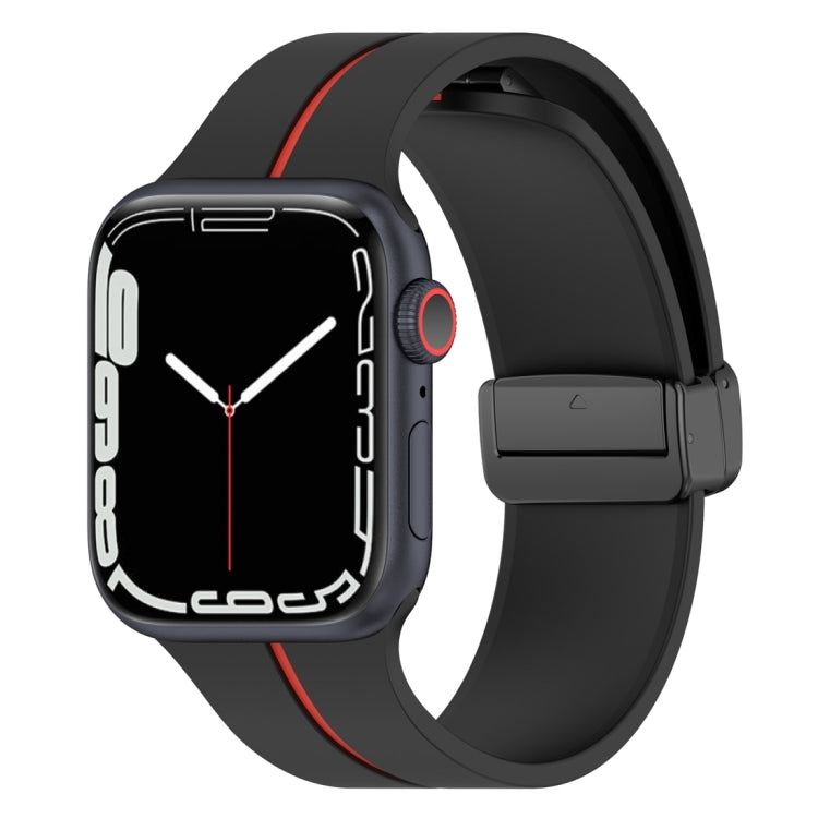 Two Color Folding Buckle Silicone Watch Band For Apple Watch 2 38mm(Black+Red) -  by PMC TechLife | Online Shopping South Africa | PMC TechLife