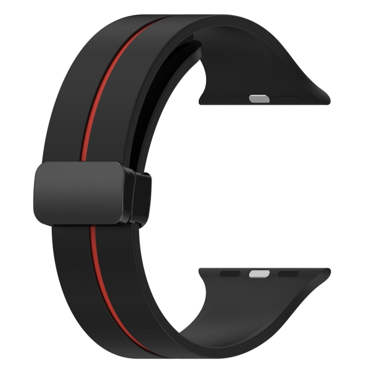 Two Color Folding Buckle Silicone Watch Band For Apple Watch 2 38mm(Black+Red) -  by PMC TechLife | Online Shopping South Africa | PMC TechLife