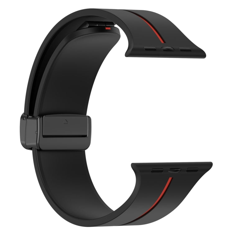 Two Color Folding Buckle Silicone Watch Band For Apple Watch 2 38mm(Black+Red) -  by PMC TechLife | Online Shopping South Africa | PMC TechLife