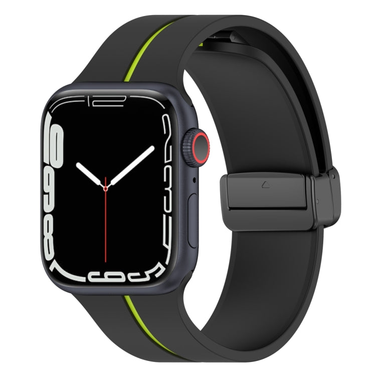 Two Color Folding Buckle Silicone Watch Band For Apple Watch 2 38mm(Black+Lime) -  by PMC TechLife | Online Shopping South Africa | PMC TechLife