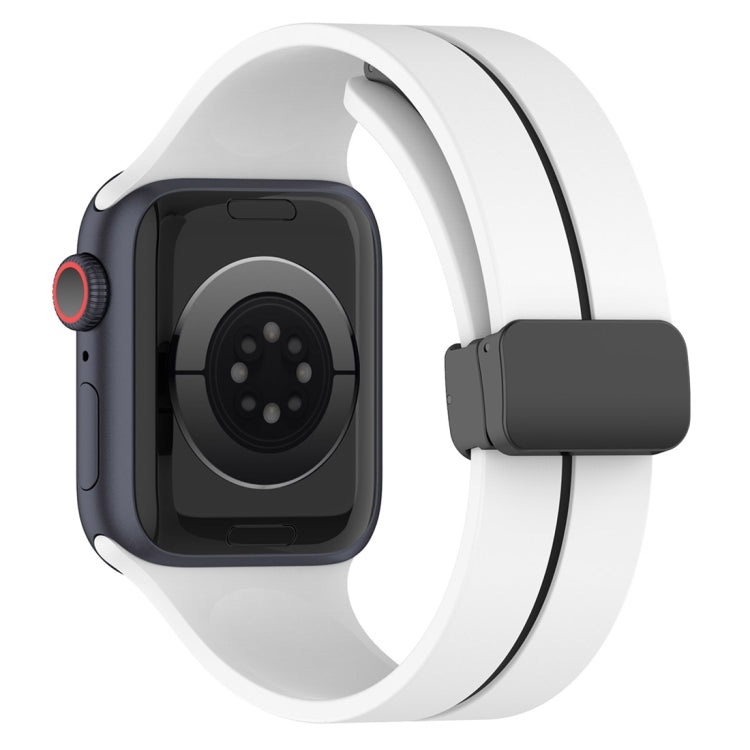 Two Color Folding Buckle Silicone Watch Band For Apple Watch 2 42 mm(White+Black) -  by PMC TechLife | Online Shopping South Africa | PMC TechLife