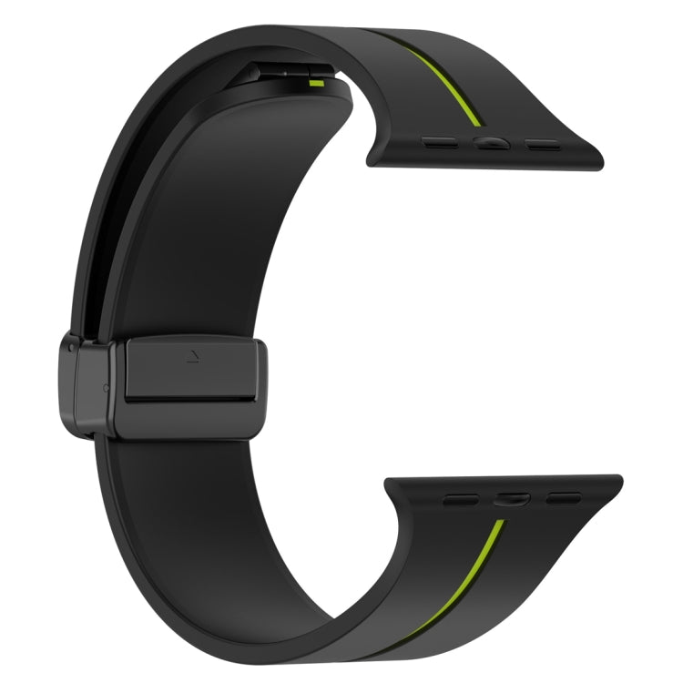 Two Color Folding Buckle Silicone Watch Band For Apple Watch 2 42 mm(Black+Lime) -  by PMC TechLife | Online Shopping South Africa | PMC TechLife