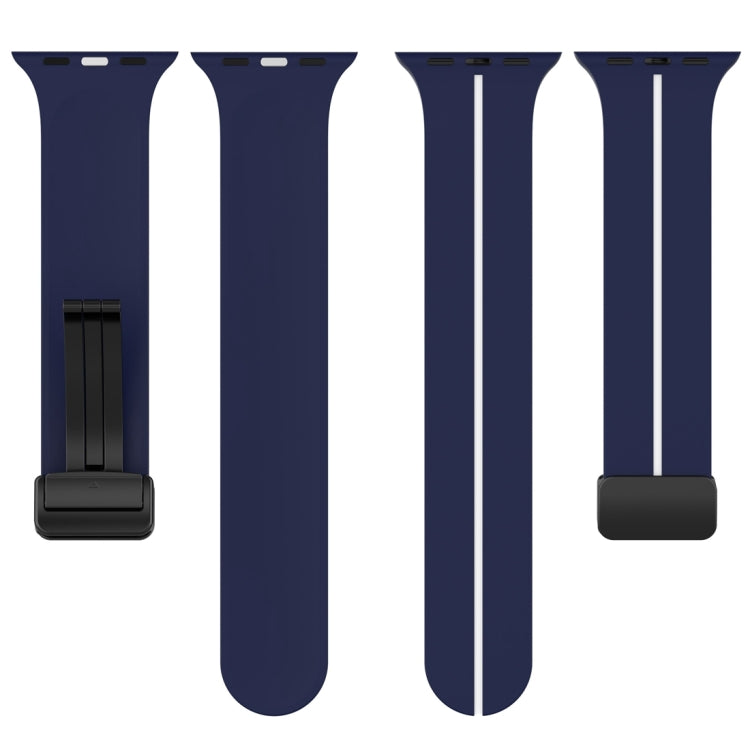 Two Color Folding Buckle Silicone Watch Band For Apple Watch 2 42 mm(Midnight Blue+White) -  by PMC TechLife | Online Shopping South Africa | PMC TechLife